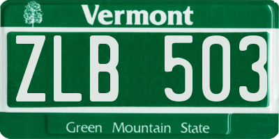 VT license plate ZLB503
