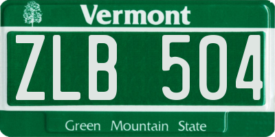 VT license plate ZLB504