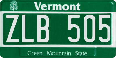 VT license plate ZLB505