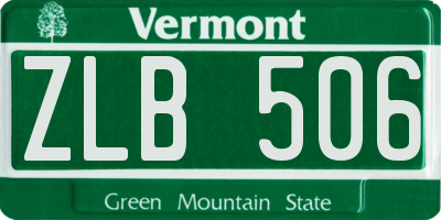VT license plate ZLB506