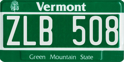 VT license plate ZLB508