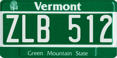 VT license plate ZLB512