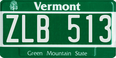 VT license plate ZLB513