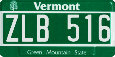 VT license plate ZLB516