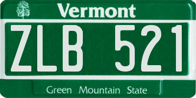 VT license plate ZLB521