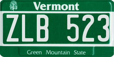 VT license plate ZLB523