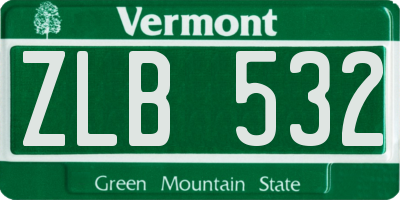 VT license plate ZLB532