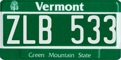VT license plate ZLB533