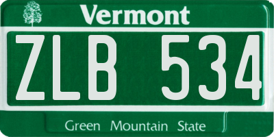 VT license plate ZLB534