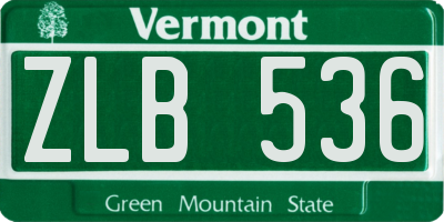 VT license plate ZLB536