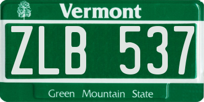 VT license plate ZLB537
