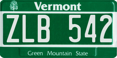VT license plate ZLB542