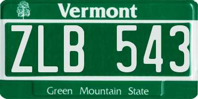 VT license plate ZLB543