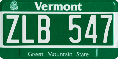 VT license plate ZLB547