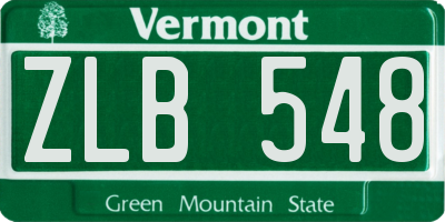 VT license plate ZLB548