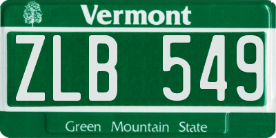VT license plate ZLB549