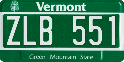 VT license plate ZLB551
