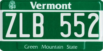 VT license plate ZLB552