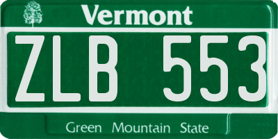VT license plate ZLB553