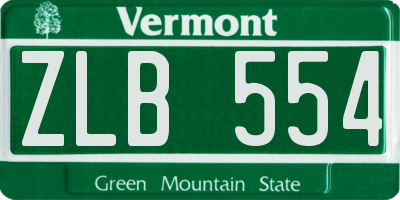 VT license plate ZLB554