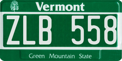 VT license plate ZLB558