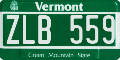 VT license plate ZLB559