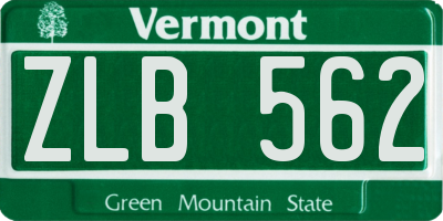 VT license plate ZLB562