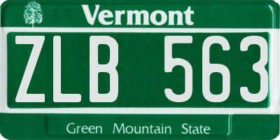 VT license plate ZLB563