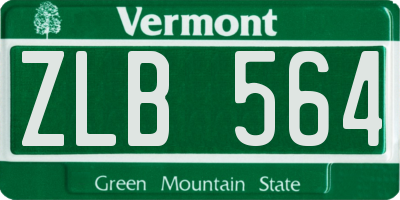 VT license plate ZLB564