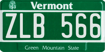 VT license plate ZLB566