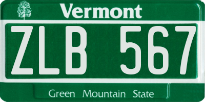 VT license plate ZLB567