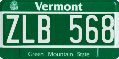 VT license plate ZLB568