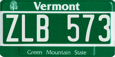 VT license plate ZLB573