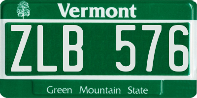 VT license plate ZLB576