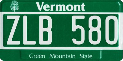 VT license plate ZLB580
