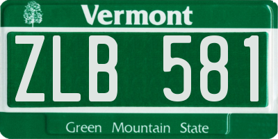 VT license plate ZLB581