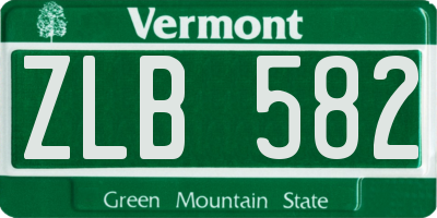 VT license plate ZLB582