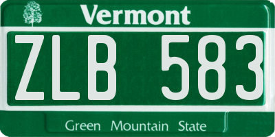 VT license plate ZLB583
