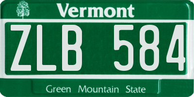 VT license plate ZLB584