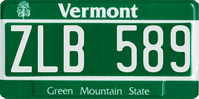VT license plate ZLB589