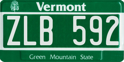 VT license plate ZLB592