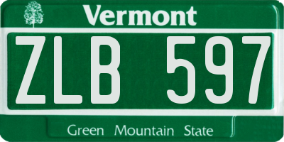 VT license plate ZLB597