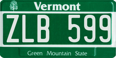 VT license plate ZLB599