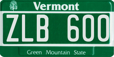VT license plate ZLB600