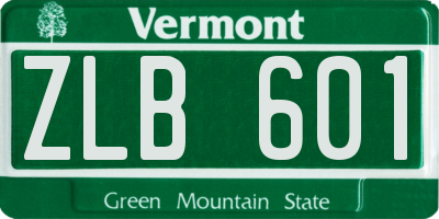 VT license plate ZLB601