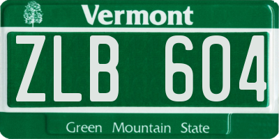 VT license plate ZLB604