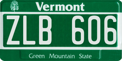VT license plate ZLB606