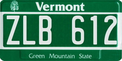 VT license plate ZLB612