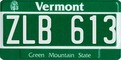 VT license plate ZLB613