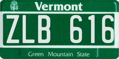 VT license plate ZLB616